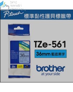 Katalog brosur gambar perlengkapan Brother P-touch Tape Cartridge contoh Brother TZE-561 Black on Blue 36mm P-touch Tape